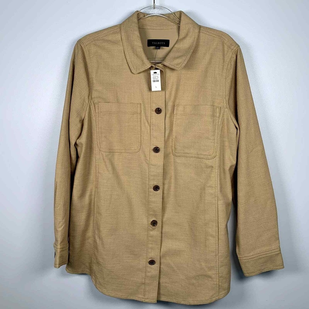 Talbots NWT Textured Sand Castle Color Cotton Shirt Jacket L